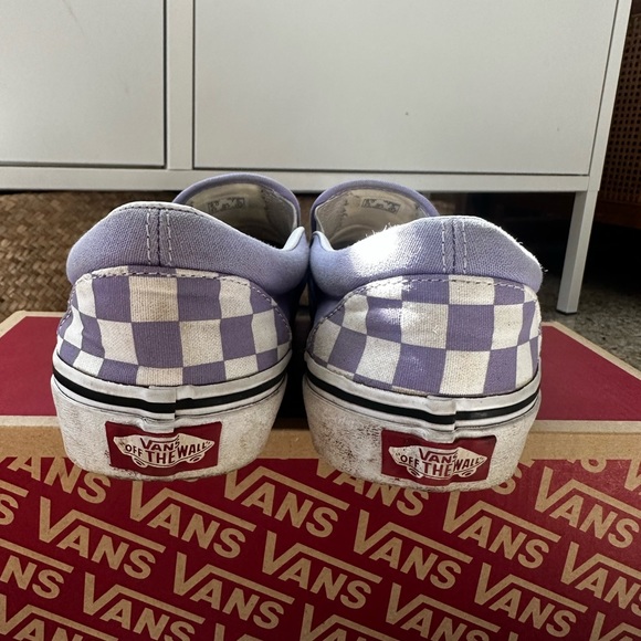 Lavendar and white checkered slip on canvas Vans - Picture 9 of 9